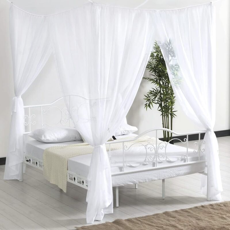 [neuwertig]bett-moskitonetz, Großes Moskitonetz Mit Vier Türen Zum Effektiven Schutz Vor Mücken, Baldachin-moskitonetz Für Doppel- Und Einzelbetten (190 X 240 X 210 Cm)