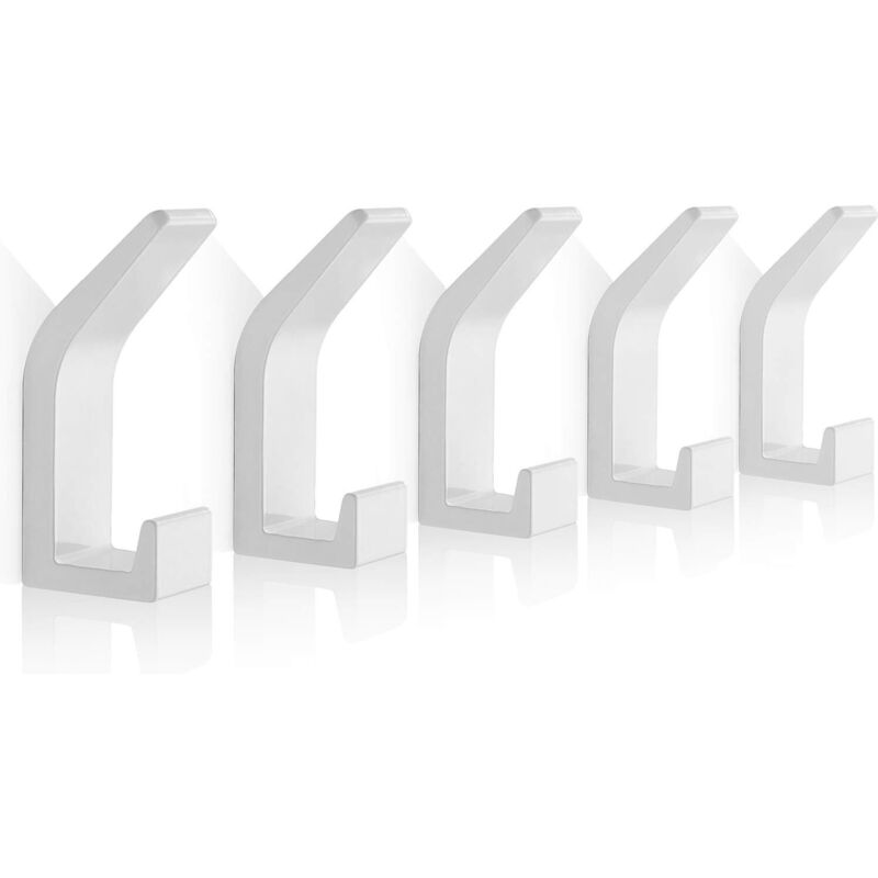 [neuwertig]selbstklebende Aluminiumhaken, Wasserfeste Wandhaken Für Handtücher Und Kleider, Für Küche, Bad Und Kleiderschrank, 5 Stück (weiß)