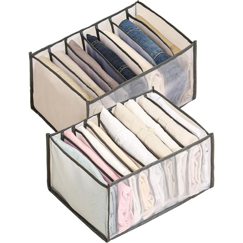 [neuwertig]kleiderschubladen-organizer, Faltbare Aufbewahrungsbox Aus Netzgewebe, Kleiderschrank-organizer Mit Fächern, Aufbewahrungstasche Für Jeans Und Hemden, 7+9 Fächer
