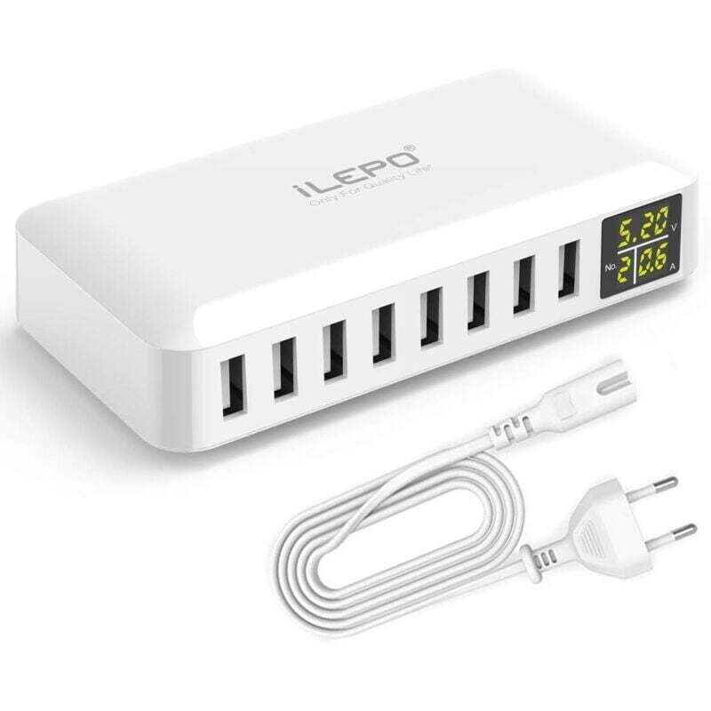 [neuwertig]5v8a 8-port Usb-ladegerät Mit Lcd-display, Usb-multi-socket-smart-ladestation, Kompatibel Mit Iphone Xs Xr Se, Ipad, Samsung Galaxy, Redmi, Android-telefonen Usw.