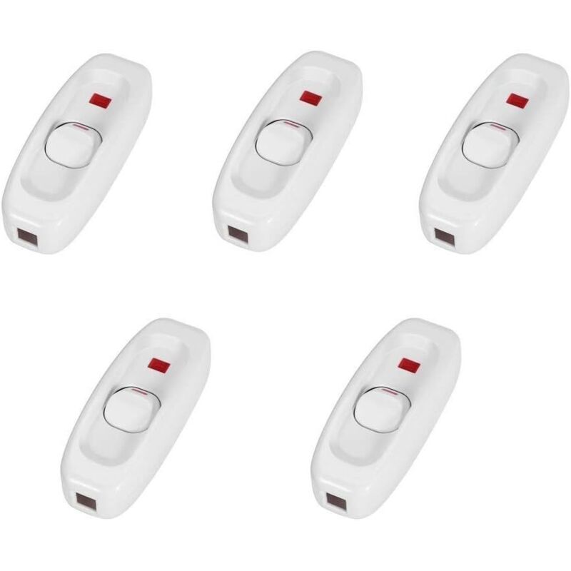 [neuwertig]5er-pack Schalter - Inline-ein/aus-tischlampen-kabelschalter Mit Led-anzeige (farbe: Weiß)