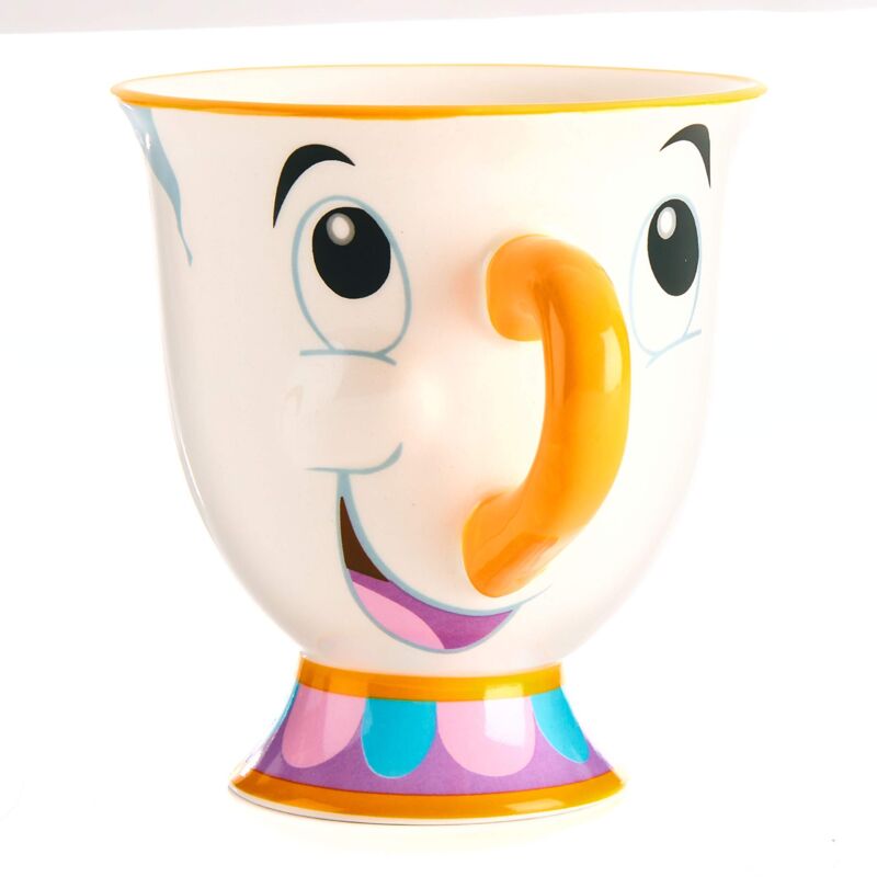 [neuwertig]„die Schöne Und Das Biest“-tasse Mit Chip-motiv – Handbemaltes Disney-produkt, Perfekt Für Ihr Teeservice Oder Ihre Disney-küchensammlung, Weiß/cremeweiß