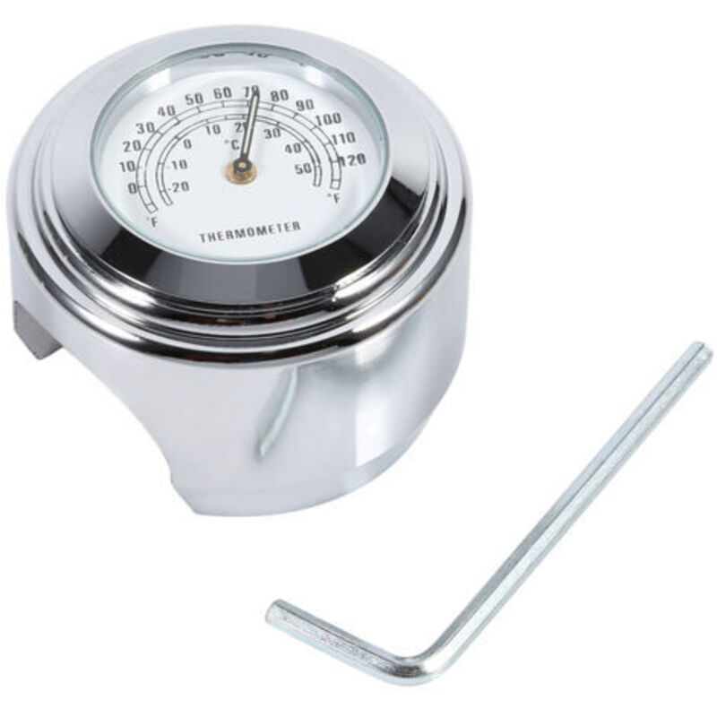 [neuwertig]wasserdichtes 7/8" 1" Motorrad-lenkerthermometer Mit Weißem Zifferblatt, Stoßfest, Für Cruiser-motorräder.