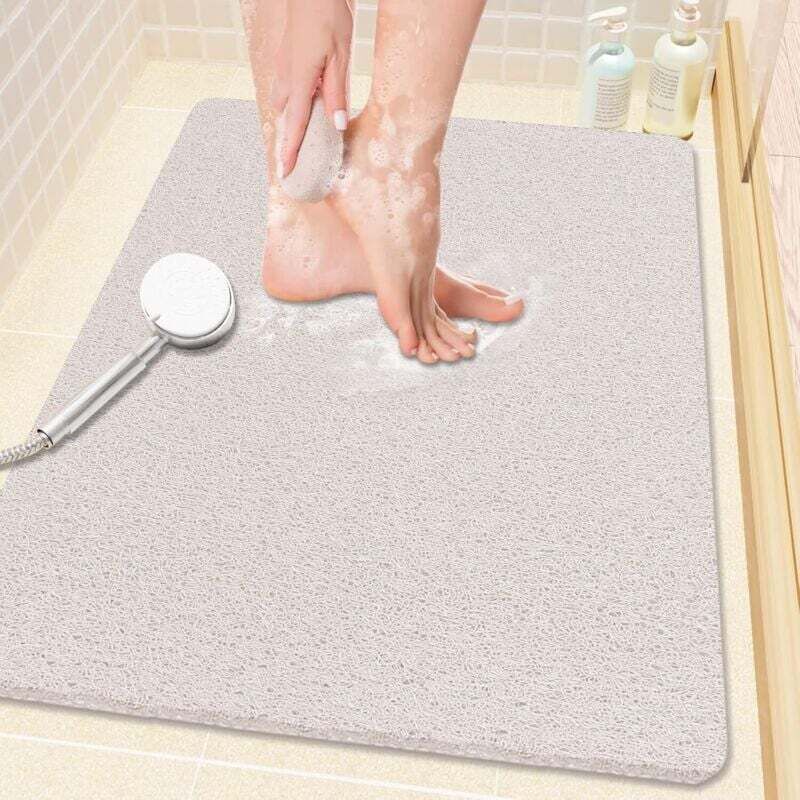 [neuwertig]rutschfeste Duschmatte 61 X 40,6 Cm, Weiches Pvc-luffa Mit Wasserablauf Und Schnelltrocknend, Weiß