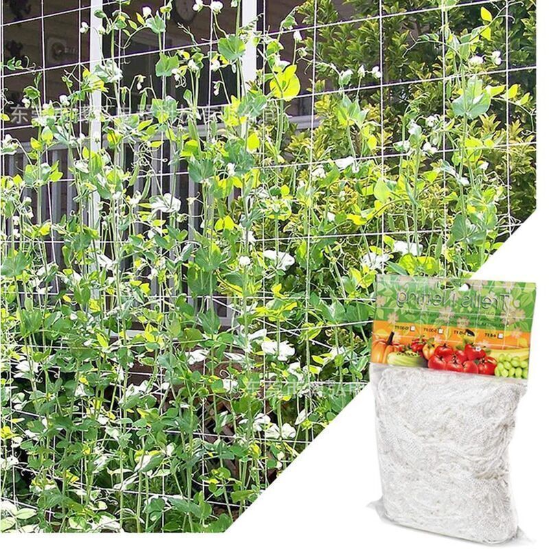 [neuwertig](1,67 M X 5 M) Kletterpflanzennetz, Großmaschiges Ranknetz Aus Polyethylen, Für Tomaten, Weintrauben, Gurken Und Anderes Obst Und Gemüse, Weiß