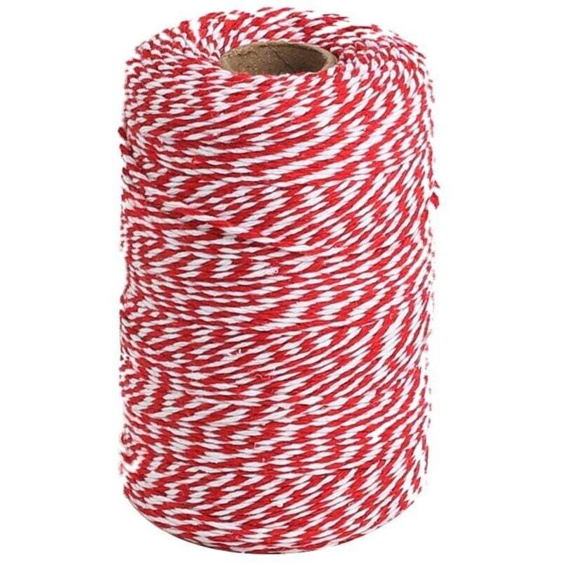 [neuwertig]rotes Und Weißes Hanfgarn, 100 Meter Baumwollgarnband Zum Backen, Fleischtranchieren, Basteln, Geschenkverpacken Und Für Weihnachtsdekorationen