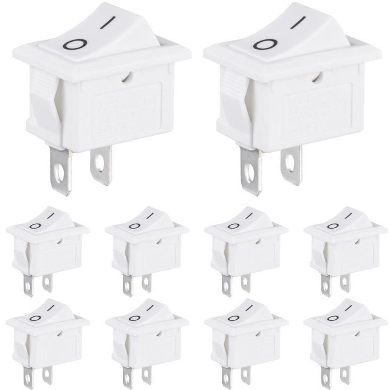 [neuwertig]mini-wippschalter 3a 250vac 6a 125vac 10x15mm 2 Pins 2 Positionen Ein/aus Spst-schalter Für Boote, Autos Und Haushaltsgeräte (10 Stück, Weiß)