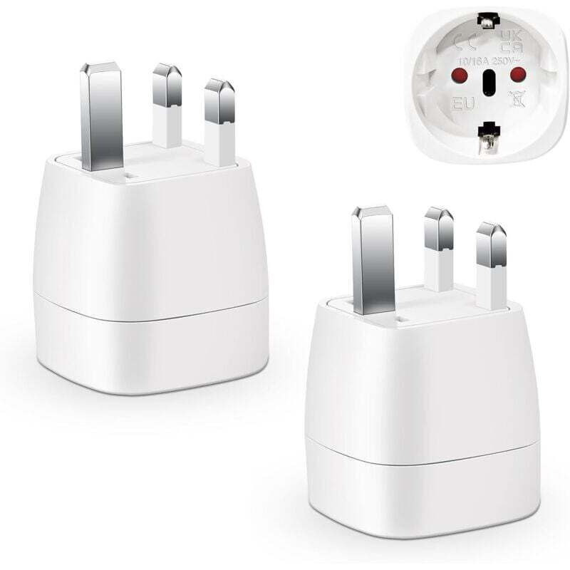 [neuwertig]2-teiliges Uk-steckeradapter-set, Reiseadapter Frankreich Nach Großbritannien, Steckeradapter Für Irland, England, Schottland, Dubai, Malta, Typ-g-adapter