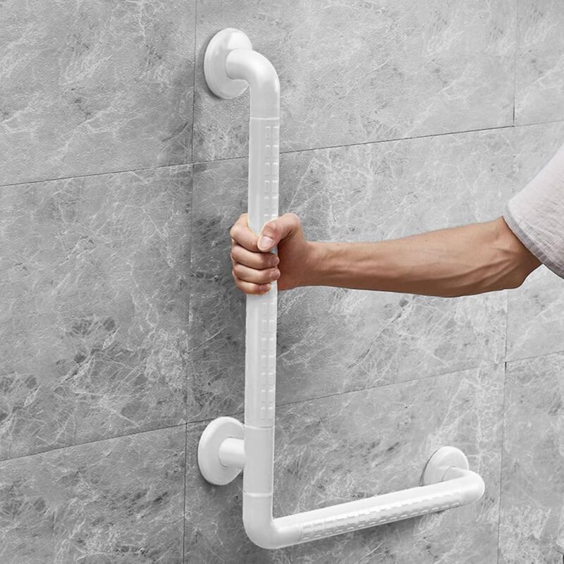[neuwertig]l-förmiger Haltegriff Für Senioren, Duschhaltegriff, 69 X 59 Cm Mit Leuchtringen, Haltegriffe Fürs Badezimmer, Haltegriffverlängerung, Edelstahl, Robust, Handlauf