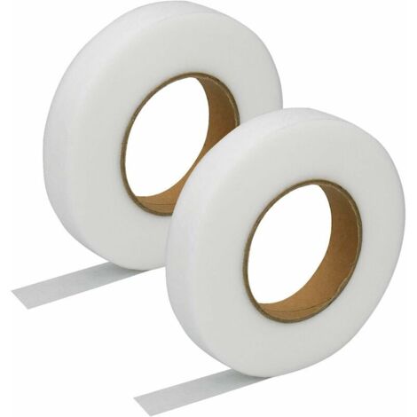 [neuwertig]2 Stück Weißes Saumband, 2 Cm X 64 M, Doppelseitiges Schnellsaumband Für Stoffe, Gardinen, Kleidung Und Hosen