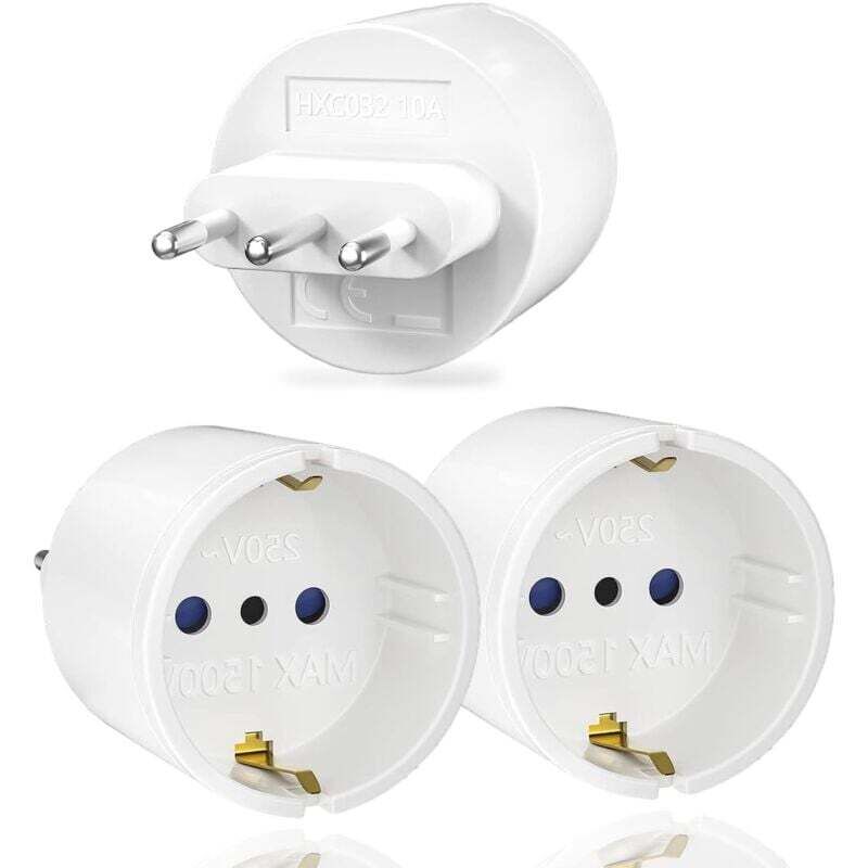 [neuwertig]3-teiliger Reiseadapter Für Italien, Reisesteckeradapter Frankreich-italien, Typ-l-steckeradapter Für Italien, Syrien, Uruguay, Chile Und Die Malediven