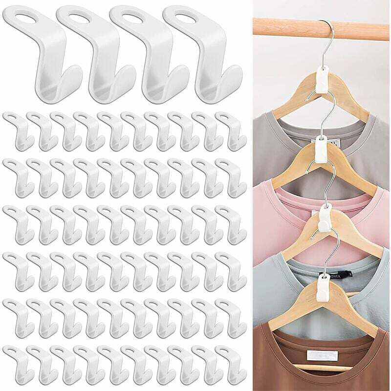 [neuwertig]100 Platzsparende Kleiderbügelhaken, Mini-kaskadenkleiderbügel, Kleiderschrank-organizer, Ideal Zum Platzsparen Im Ankleidezimmer (weiß)