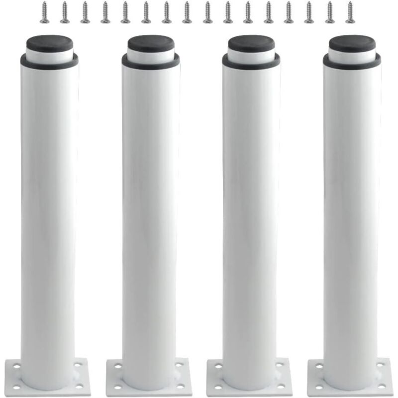 [neuwertig]set Mit 4 Verstellbaren Metallmöbelbeinen - Schrankbeine - Metall-mittelrahmenbeine Für Betten - Lattenrost Für Tisch, Bett, Sofa (250 Mm/10''-420 Mm/16,5'', Weiß)