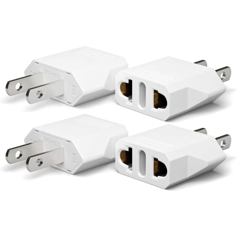 [neuwertig]4-teiliges Reiseadapter-set: Us-steckeradapter, Frankreich-us-steckeradapter, Us-deutschland-steckeradapter, Europa-steckeradapter (amerika/kanada/mexiko/italien/schweiz/brasilien) – Weiß