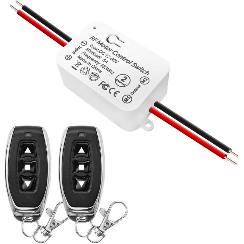 [neuwertig]drahtloser Dc-motor-fernbedienungsschalter 12v 80v 5a Dc-relais-empfänger-controller Mit 2 Sendern Für Vorwärts- Und Rückwärts-funksteuerung