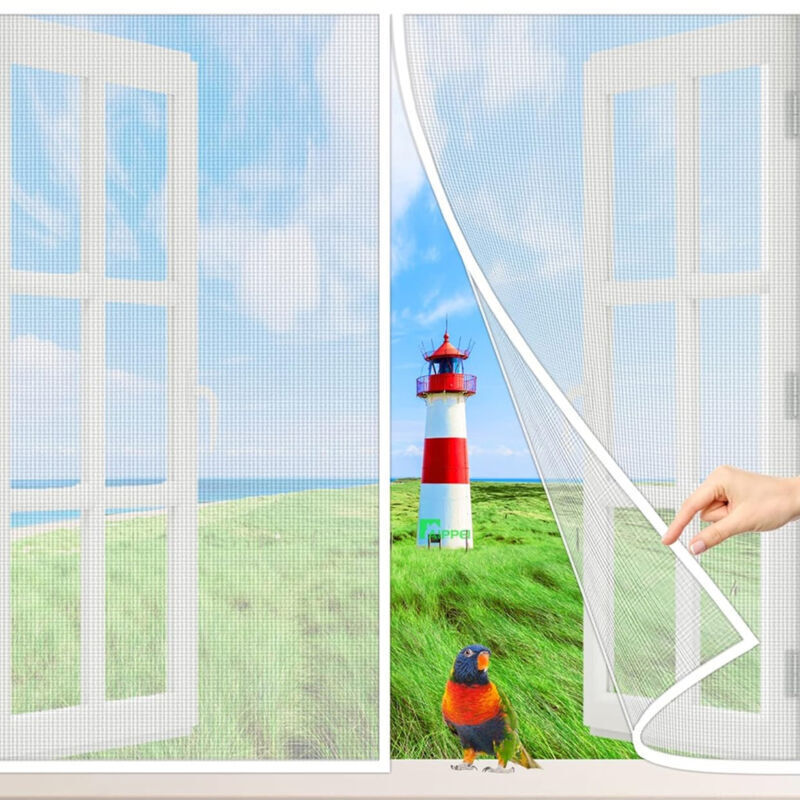 [neuwertig]magnetischer Fensteraufhänger, 120 X 150 Cm, Insektenschutz, Fliegengitter, , Einfach Zu Installieren, Automatisches Schließen, Für Innen- Und Eingangsfenster, Weiß P