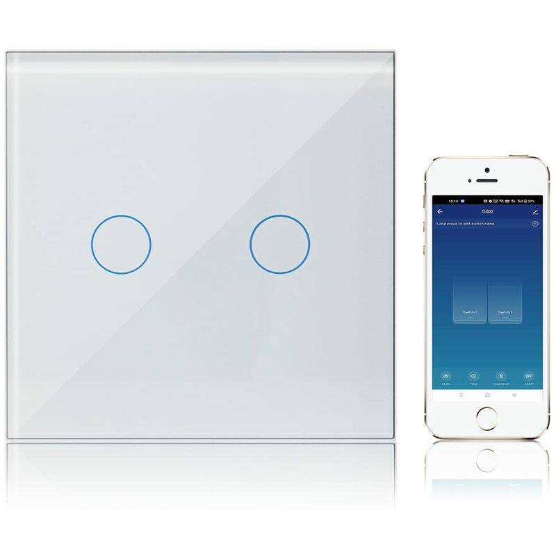 [neuwertig]2-fach Wlan-touch-schalter, Kompatibel Mit Alexa Und Google Assistant, Steuerbar Über Die Tuya-app, Bedienfeld Aus Gehärtetem Glas