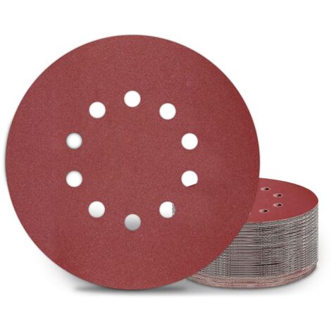 Dtekgaz - 225-mm-schleifscheiben, 25 Runde Schleifpads, Körnung P180, 10 Löcher, Für Langhalsschleifer, Trockenbauschleifer Und Giraffenschleifer