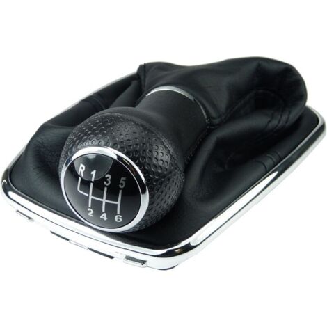 Dtekgaz - Schaltknaufmanschette A253-6, 12 Mm, Kompatibel Mit Vw Golf 4 Iv 6-gang-schaltgetriebe, Mit Plug-&-play-rahmen, Ersatzteil Für 1j071113, Schwarzchrom