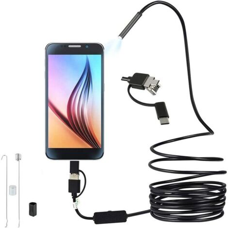 Dtekgaz - 3-in-1 Usb-endoskop, 5,5 Mm Ultradünne Hd-inspektionskamera Mit 6 Einstellbaren Leds, Ip67 Wasserdichtes Schlangenkabel, Kompatibel Mit Android- Und Windows-tablets (5 M)