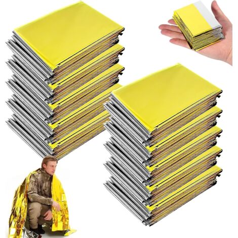 Dtekgaz - 10er-pack Rettungsdecken, 210 X 130 Cm, Gold/silberne Überlebensdecke, Wiederverwendbare Rettungsdecke, Notfalldecke