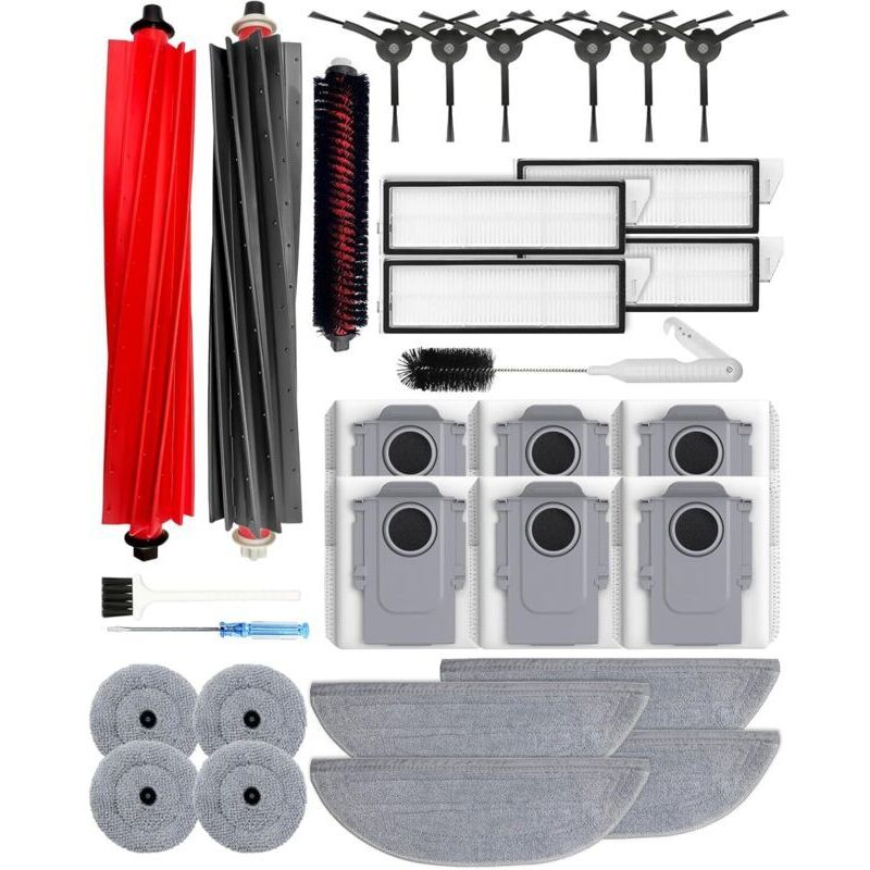 Dtekgaz - 30-teiliges Zubehörset Für Den Roborock S8 Maxv Ultra/s8 Max Ultra Saugroboter: 2 Hauptbürsten, 6 Aktivkohle-staubbeutel, 4+4 Reinigungstücher, 4 Hepa-filter, 6 Seitenbürsten