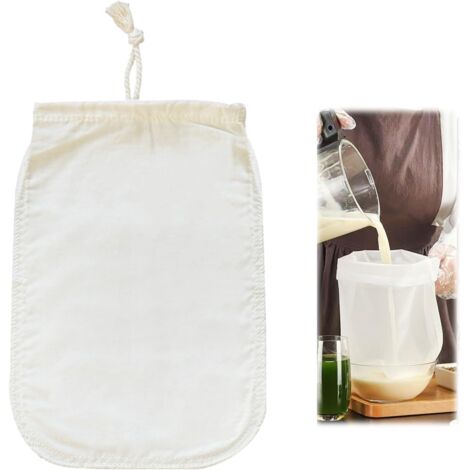 Dtekgaz - Bio-hanfmilchbeutel – Wiederverwendbarer Filter Für Mandel-, Soja- Und Haselnussmilch – Umweltfreundlicher Beutel Mit Kordelzug Für Frische, Pflanzliche Getränke – 100 % Vegan, 30 X 20 Cm