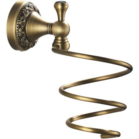 Dtekgaz - Csparcv Retro-haartrocknerhalterung – Bronze-finish – Haartrocknerhalterung – Messing – Retro – Massives Kupfer – Mit Aussparung – Wandmontage – Langlebig – Badezimmeraccessoire