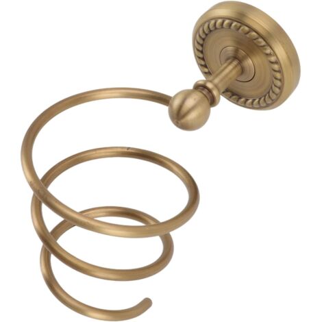 Dtekgaz - Haartrocknerhalter Fürs Badezimmer, Halterung Für Haarstyling-geräte Aus Messing, Wandmontage In Bronze-optik, Spiralförmiger Haartrockner-hängehalter