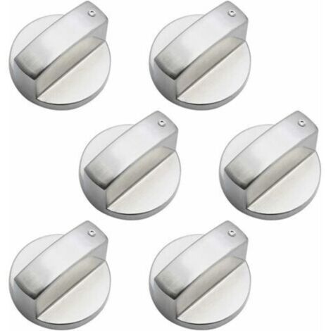 Dtekgaz - 6-mm-gasknöpfe, Universelle Metall-bedienknöpfe, Silberne Gasherdknöpfe Für Backöfen Und Gaskochfelder, 6 Stück
