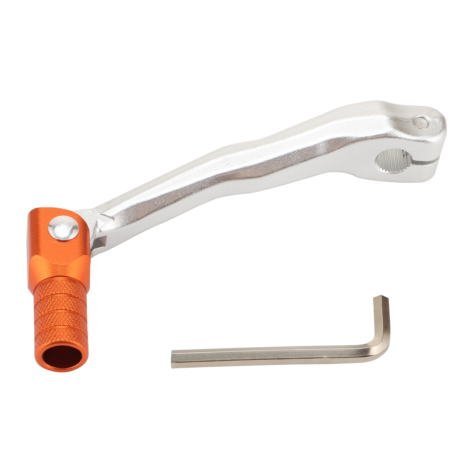 Dtekgaz - Geschmiedeter Schalthebel Aus Aluminiumlegierung Mit Silbernem Griff Und Orangefarbenem Kopf, Verstärkter Universeller, Verbiegungsfreier Schalthebel Für Zweitakt-offroad-motorräder, Modifik