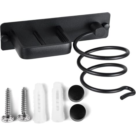 Dtekgaz - Csparcv (schwarz) Haartrocknerhalter Aus Aluminium Mit Wandmontierter Kabelaufwicklung Für Glätteisen, Haarbürsten Und Friseursalons – Ideal Für Hotels, Schlafzimmer, Badezimmer Und Friseurs