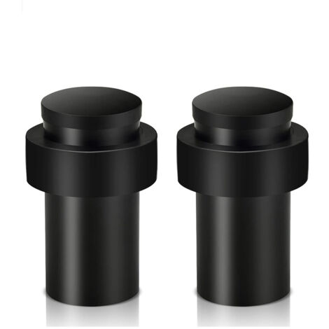 Dtekgaz - Csparcv Set Mit 2 Robusten Türstoppern Aus Edelstahl Für Fußleisten, Moderne Schwarze Türstopper Aus Gummi Mit Schalldämpfung
