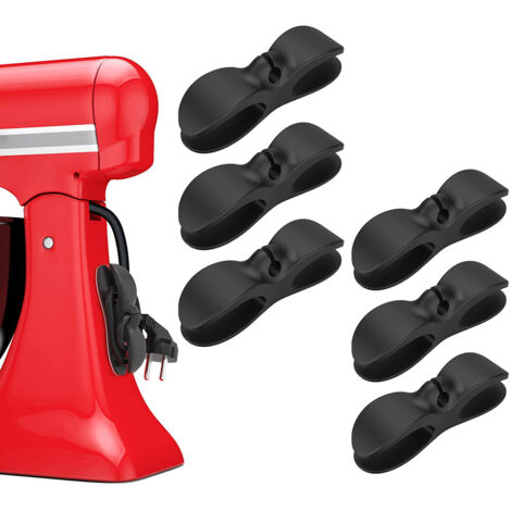 Dtekgaz - Schwarzer 6-teiliger Kabelorganizer Für Haushaltsgeräte – Selbstklebender Organizer Für Kleine Küchengeräte, Kabelaufwickler, Kabelhalter, Organizer Für Gerätekabel, Mixer, Kaffeemaschinen