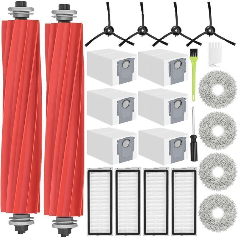 Dtekgaz - Qrevo S Zubehörset Für Roborock Qrevo S/qrevo Pro/qrevo Maxv/qrevo Plus Teile Für Qrevo S, 2 Hauptbürsten, 6 Staubbeutel, 4 Wischmopps, 4 Filter, 4 Schwarze Seitenbürsten