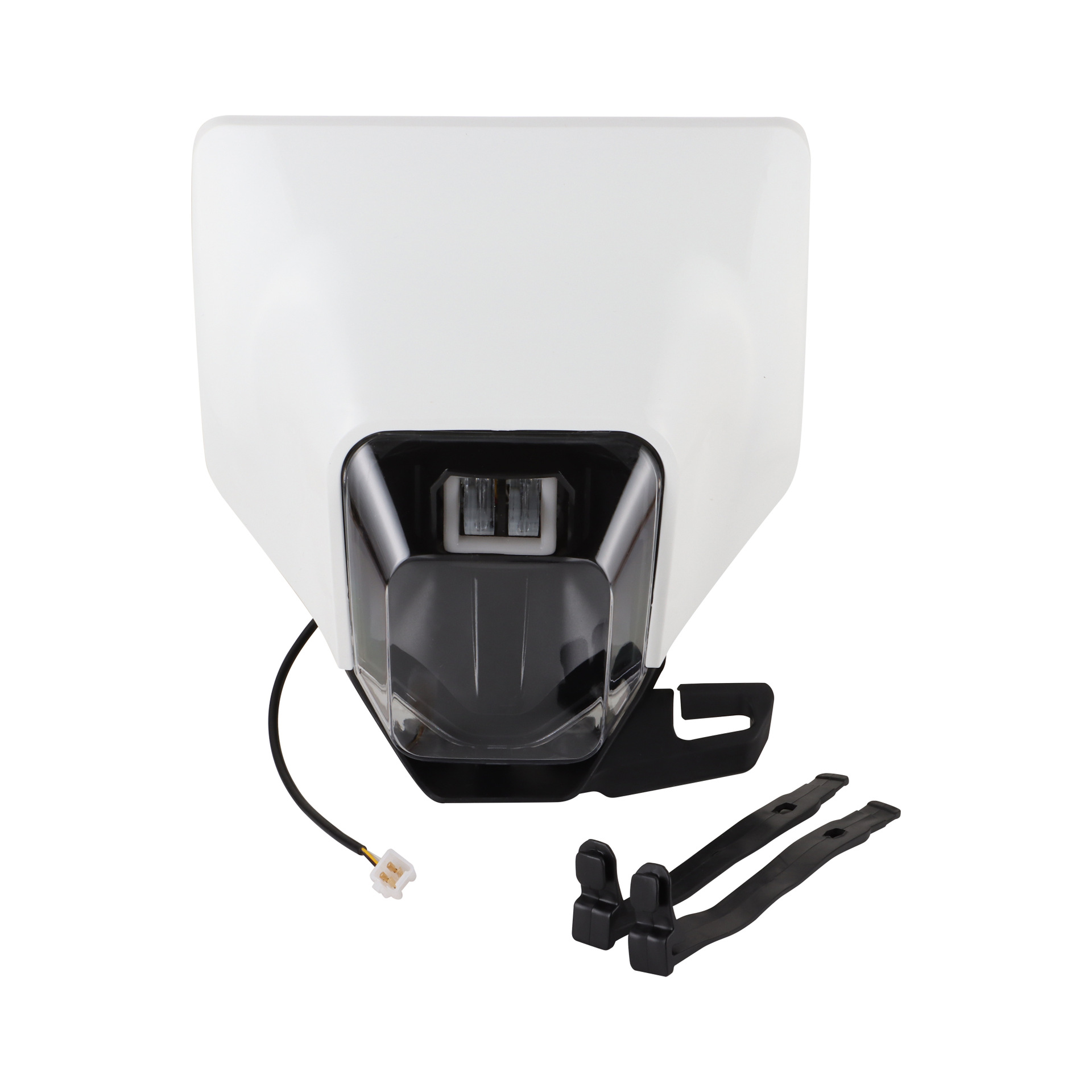 Dtekgaz - Weißes Led-scheinwerferverkleidungsset, Kompatibel Mit Huswain-offroad-motorrädern, Universeller Schutzscheinwerfer Für Straßenmotorräder, Integriertes Umbau- Und Ersatzbeleuchtungsset.