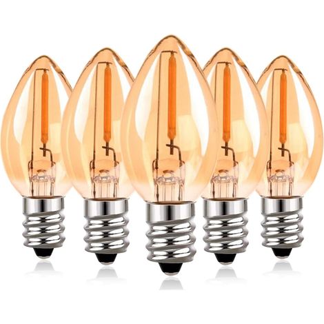 C7 E12 220v Led 0,5w Kleine Vintage-edison-ersatzbirne Für Nachtlichter/lichterketten Aus Kokosnussschalen, 2200k Superwarm, 50 Lumen, Nicht Dimmbar, 5er-pack [energieklasse F]
