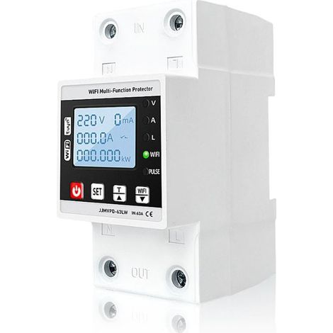 Einphasiges Wlan-relais Und Intelligenter Energiezähler, 63 A, Einstellbar, Digital, Überspannungs- Und Überlastschutz, Tuya