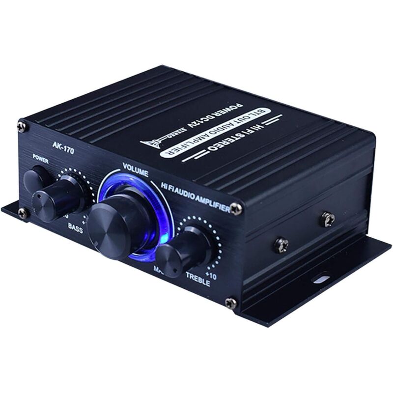 12-v-gleichstrom-stereo-audioverstärker – Zweikanalig Mit Geringer Verzerrung – Aluminiumlegierung – Drehregler Mit Led-anzeige