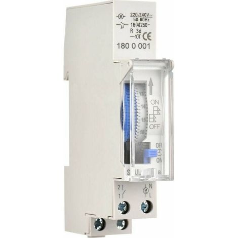 Mechanischer 24-stunden-timer, Mindestzeit 15 Minuten, Schienenmontage, Integrierter Akku, Sul180a, Ac220–240 V