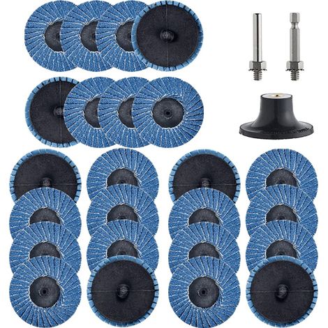24-teiliges 2"-roll-lock-klappdeckeltablett Mit 1/4"-bohraufsätzen T27 36er-körnung Zirkonoxid-flachschleifscheibe Zur Oberflächenvorbereitung (36er Körnung)