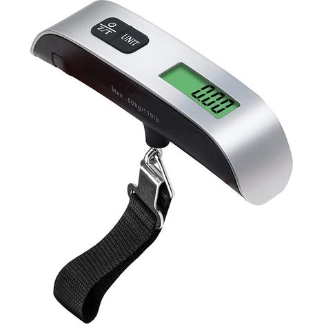 Gepäckwaage, Tragbar, Lcd-digitalanzeige, 50 Kg, Silber/schwarz