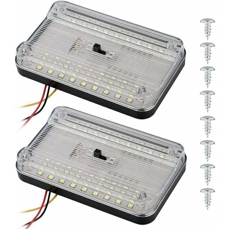 2er-pack Dc 12v 36 Led Auto-lkw-fahrzeug-dach-innenleuchte Weiß Mit Ein-/ausschalter Für Autos, Lieferwagen, Wohnmobile Und Taxis