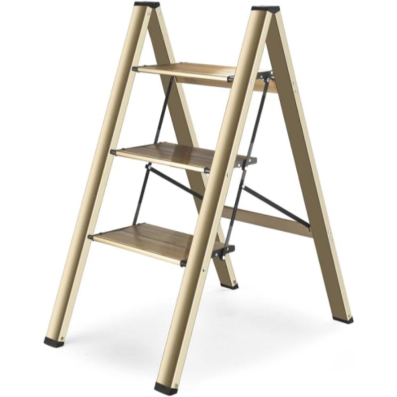 Dreistufige Leiter, Klappbarer Tritthocker, Breitere, Verbesserte Rutschfeste Stufen, Tragbare Und Leichte Leiter Für Haus Und Küche, Tragkraft Bis Zu 150 Kg.