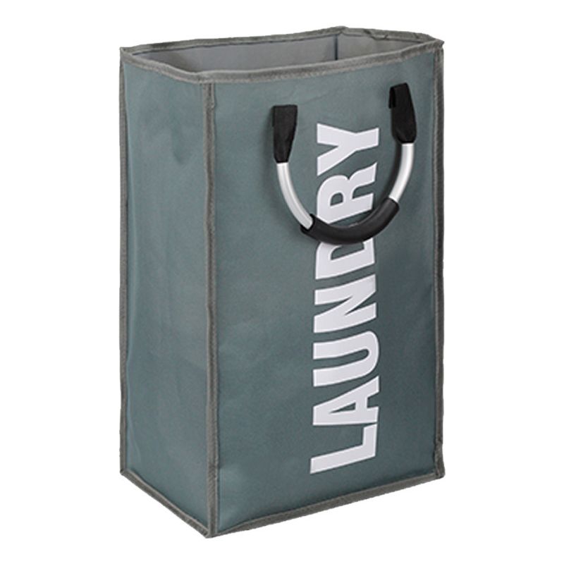 Faltbarer Und Abnehmbarer Wäschesack – Dunkelgrau, 33 X 23 X 53 Cm, Mit Griff, Wasserdichter Wäschekorb (600d), 20 Bis 35 Liter, Ideal Zur Aufbewahrung Von Kleidung Im Hotel Oder Studentenwohnheim.