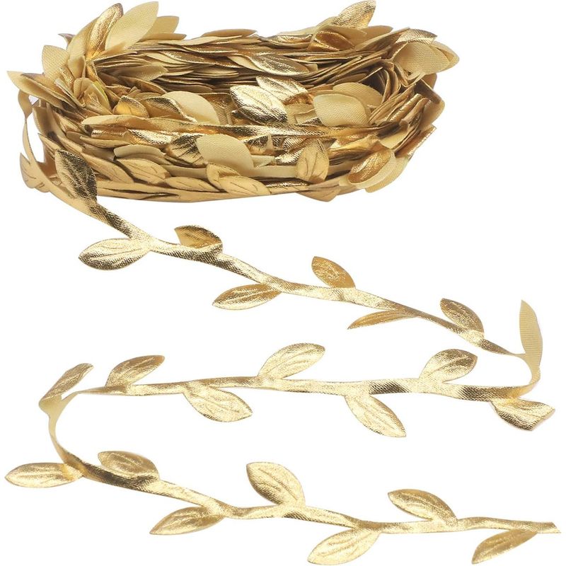 10 M Künstliche Blättergirlande (gold – 10 M), Mit Blätterband Und Ranken Verziert, Ideal Für Bastelarbeiten, Partys Und Hochzeitsdekoration.