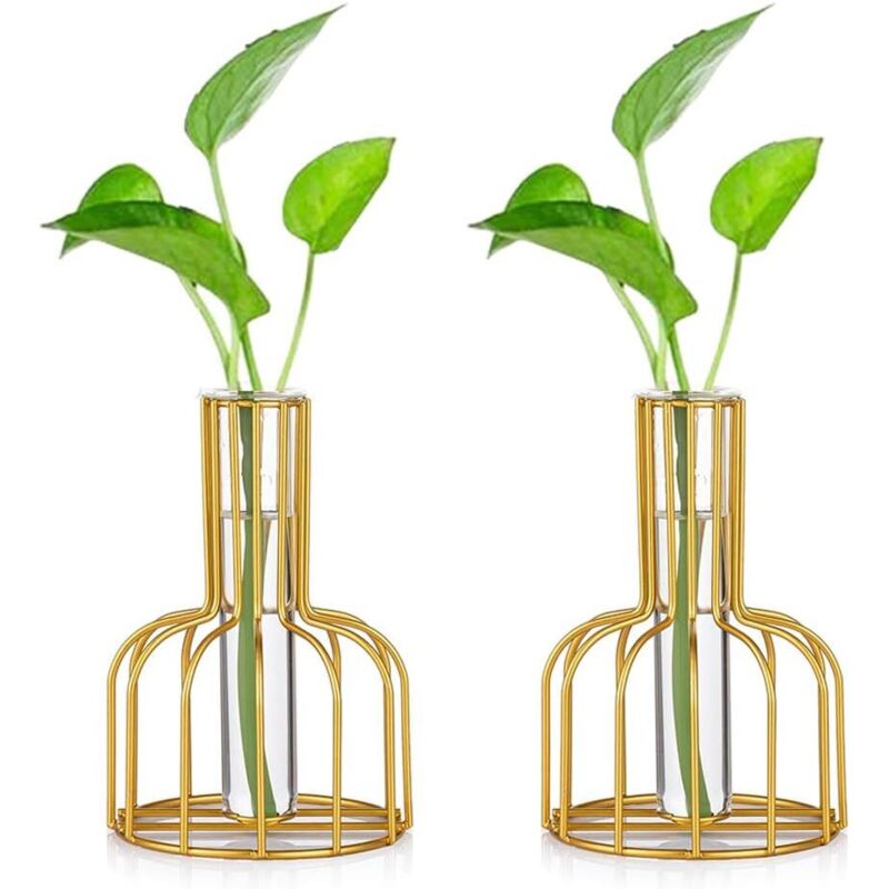 Mini-vasen-set, Kleine Vasen Für Tischdekoration, Moderne Hydrokultur-vase Für Knospenblumen, Glasvase, Reagenzgläser (gold) – Fei Yu