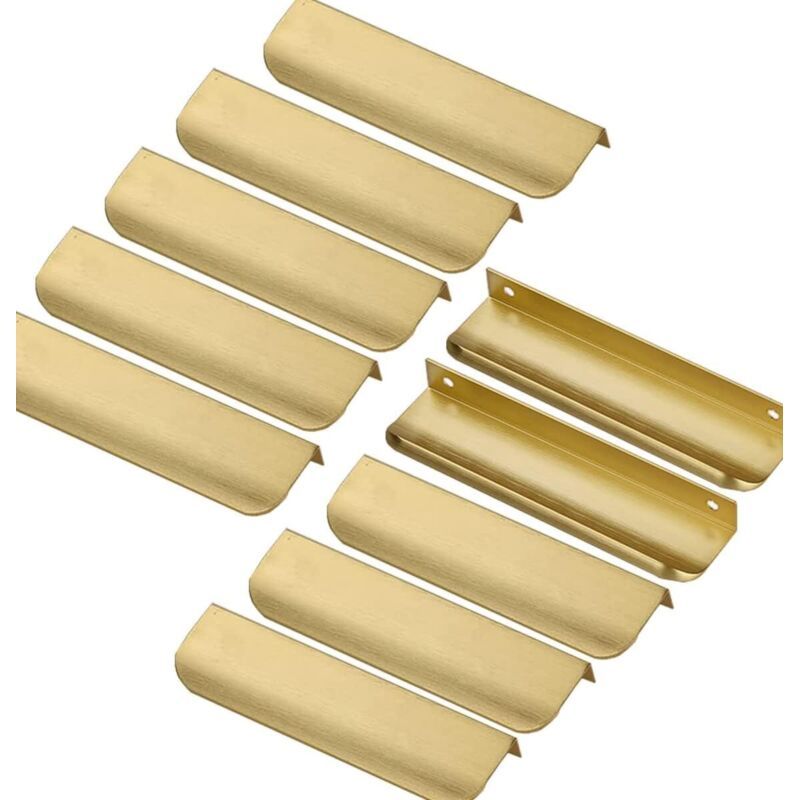 Set Mit 10 Unsichtbaren, Goldfarbenen Möbelgriffen – 128 Mm Mittenabstand – Aluminiumlegierung – Ideal Für Schränke Und Schubladen – 10 Stück