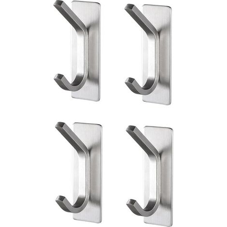 Set Mit 4 Badezimmerhaltern, Selbstklebend, Edelstahl, Silberfarben