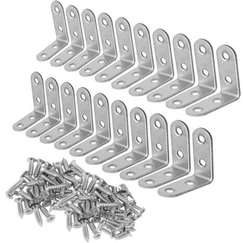 Metallwinkel, 20 Stück 90-grad-winkelbefestigungswinkel, 40 Mm X 40 Mm Winkel (silber)